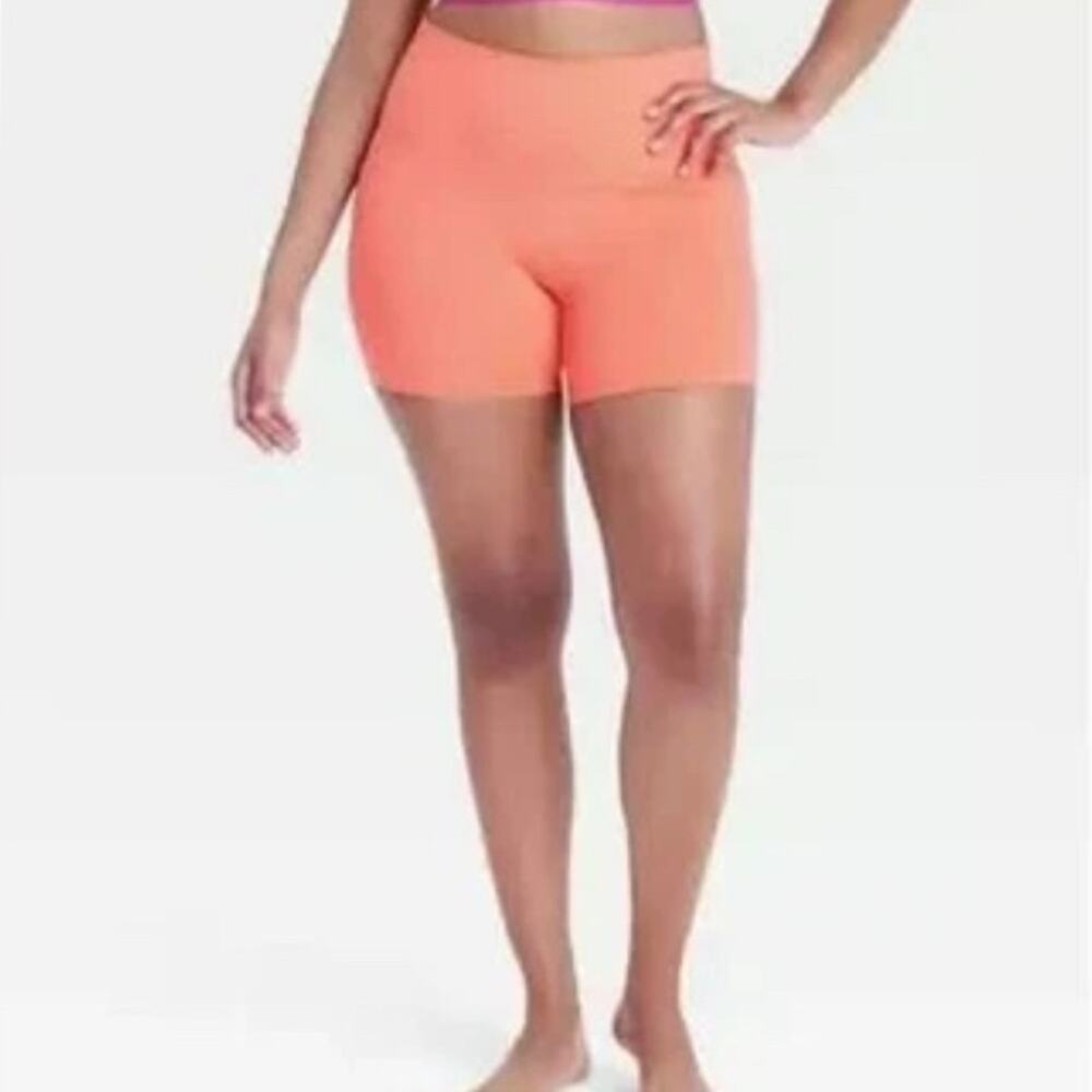 All in Motion Orange Bike Shorts Stretchy Fit Brushed Sculpt 2X NEW